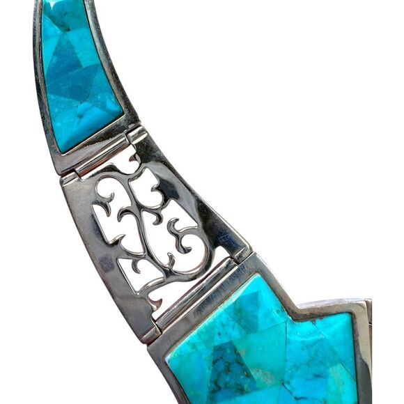 JAY KING DTR Mine Finds Genuine Turquoise Gemstone Copper Rose Gold Tone Bib Sta - Picture 4 of 16